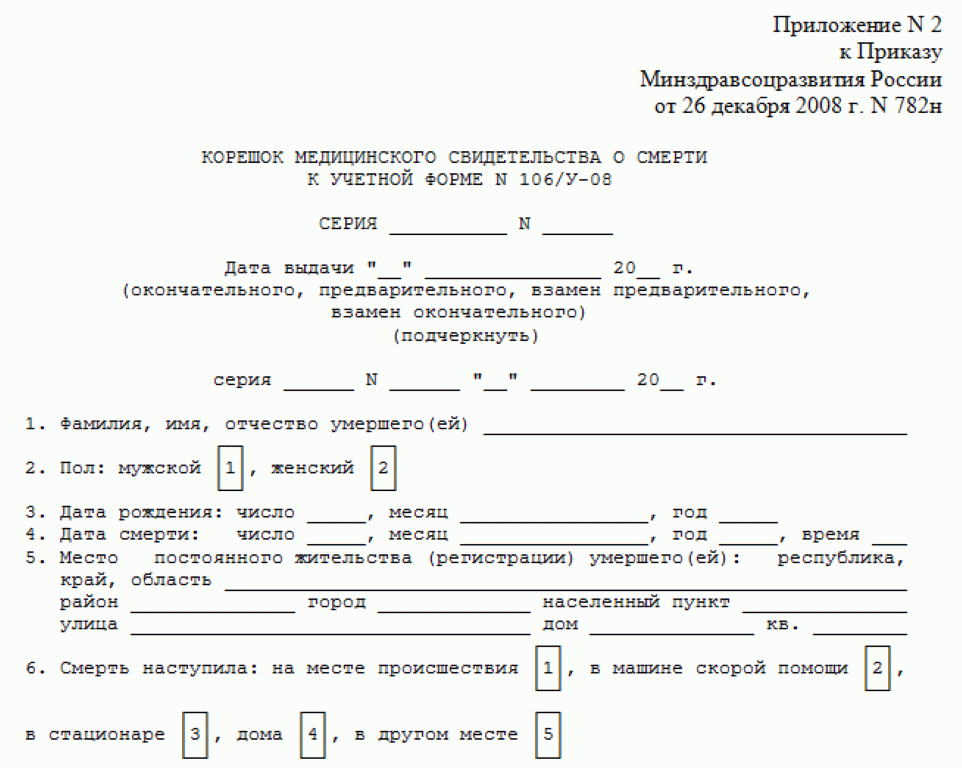 Что такое медицинское свидетельство. Медицинское свидетельство о смерти справка. Форма 106 у медицинское свидетельство о смерти. Мед свидетельство о смерти форма n 106/у-08. Учетная форма 106/у-08 медицинское свидетельство о смерти.